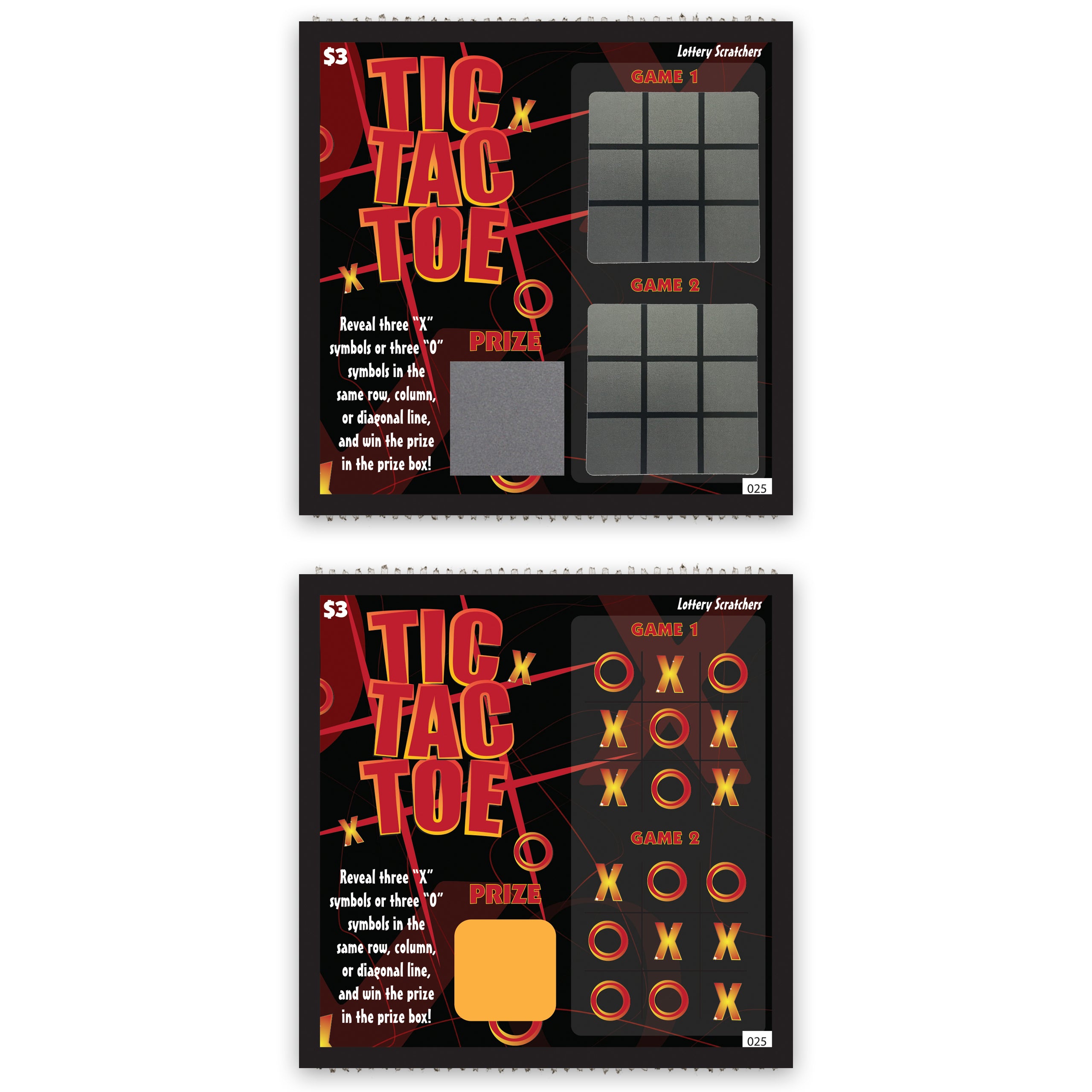 DIY Custom Message Tic-Tac-Toe Lotto Replica Scratch Off Card - 4"x4" Size