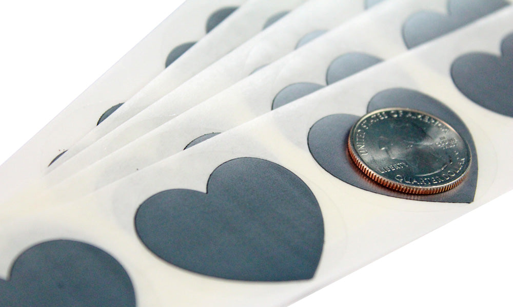 Silver 1.5” Heart Scratch Off Sticker Labels
