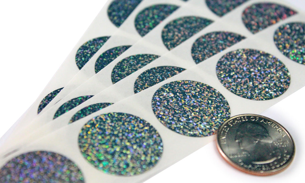 Glitter 1" Round Scratch Off Sticker Labels - My Scratch Offs