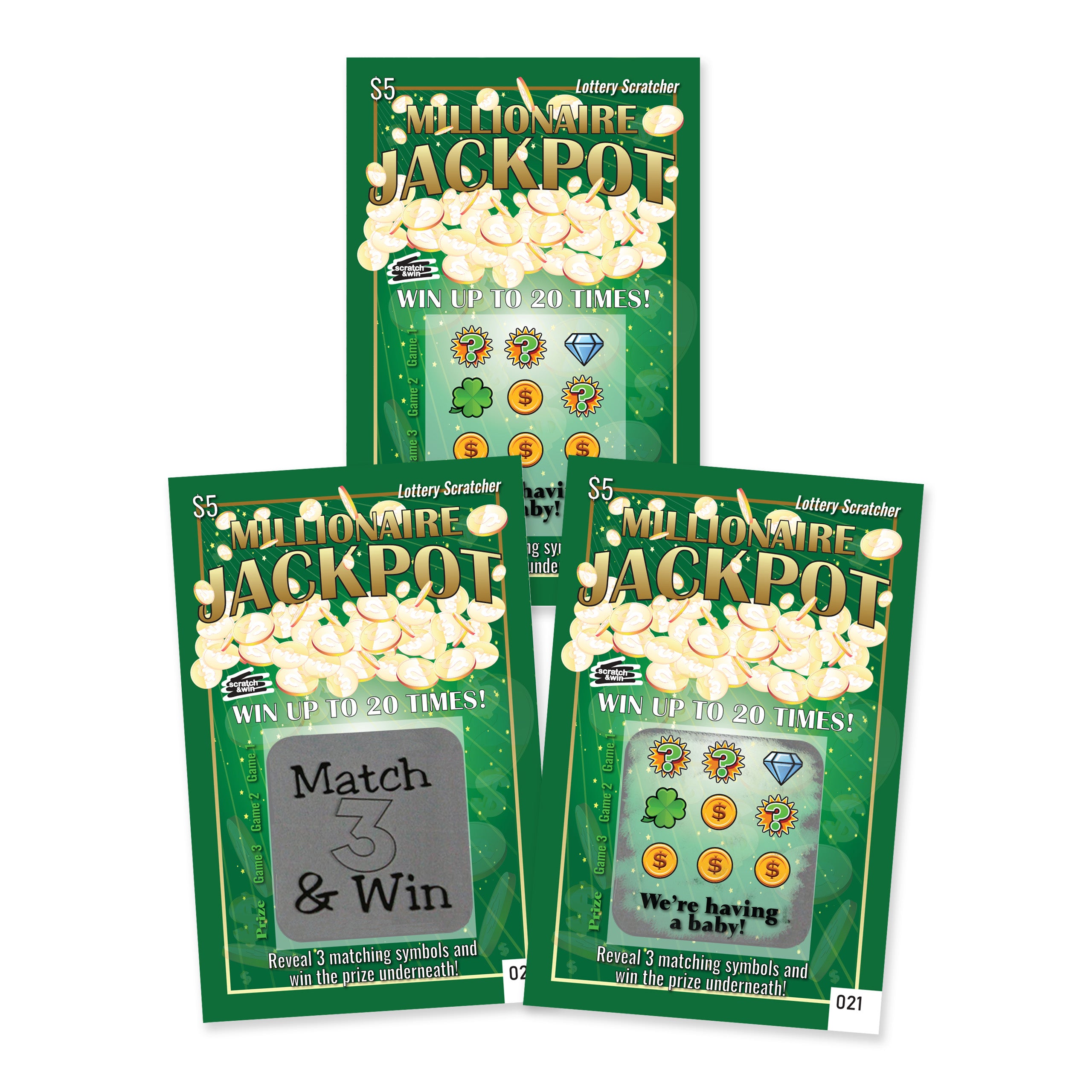 Millionaire Jackpot Lotto Replica Scratch Off Card - Pregnancy Announcement