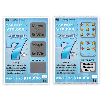 CUSTOM White Ice 7s Lotto Replica Scratch Off Card 4" x 6" - My Scratch Offs