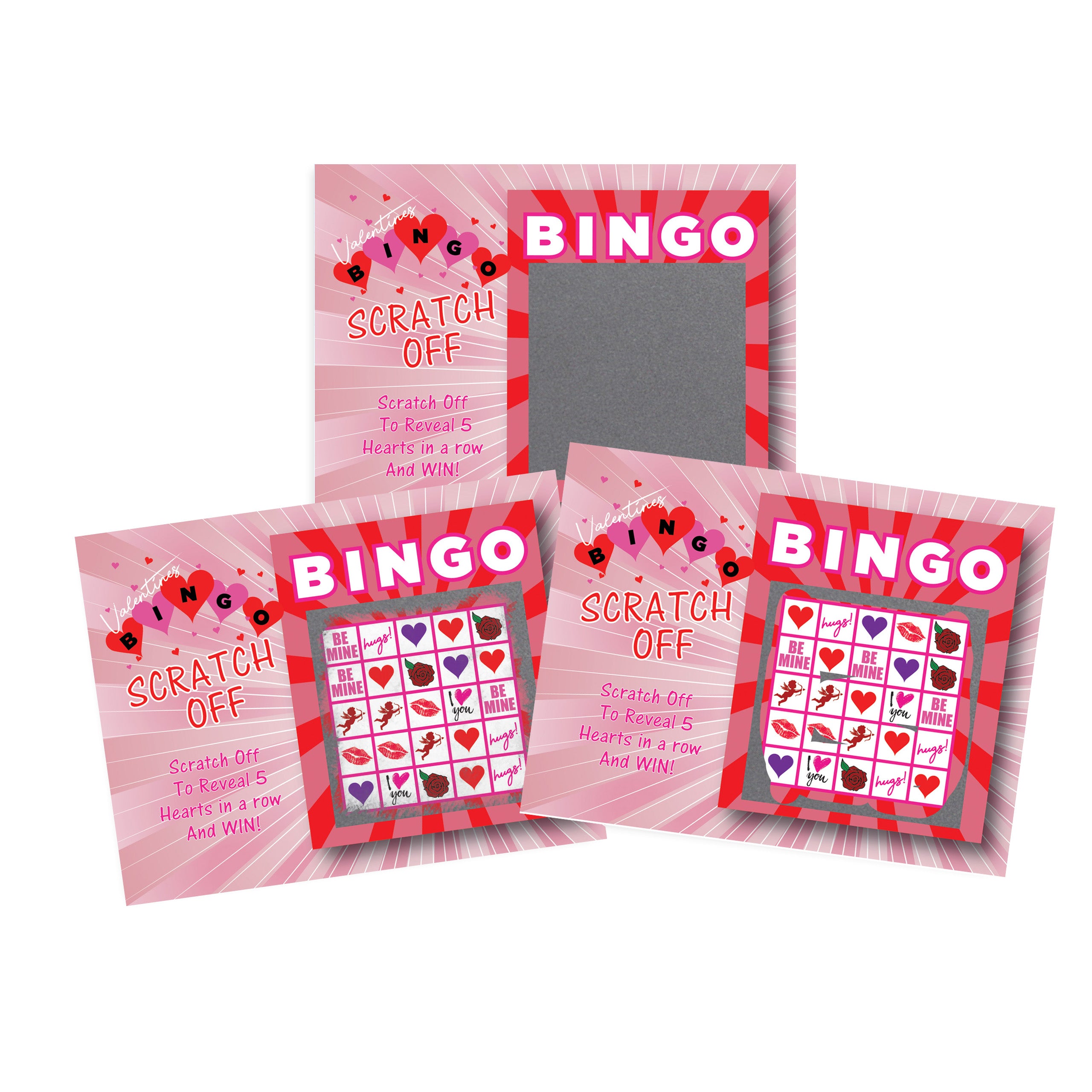 Valentine's Day BINGO Scratch Off Game 26 Pack - 2 Bingo and 24 Non-Bingo Cards - My Scratch Offs