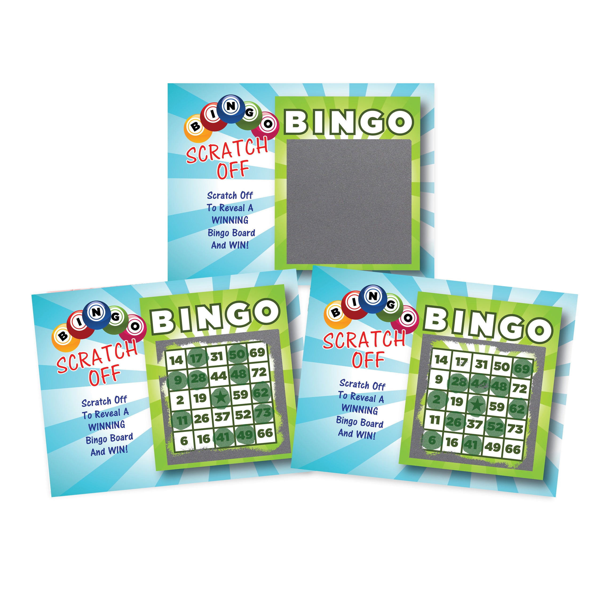 Casino Night Party Bingo Scratch Off Game Cards 26 Pack - 2 Bingo and 24 Non-Bingo Cards - My Scratch Offs