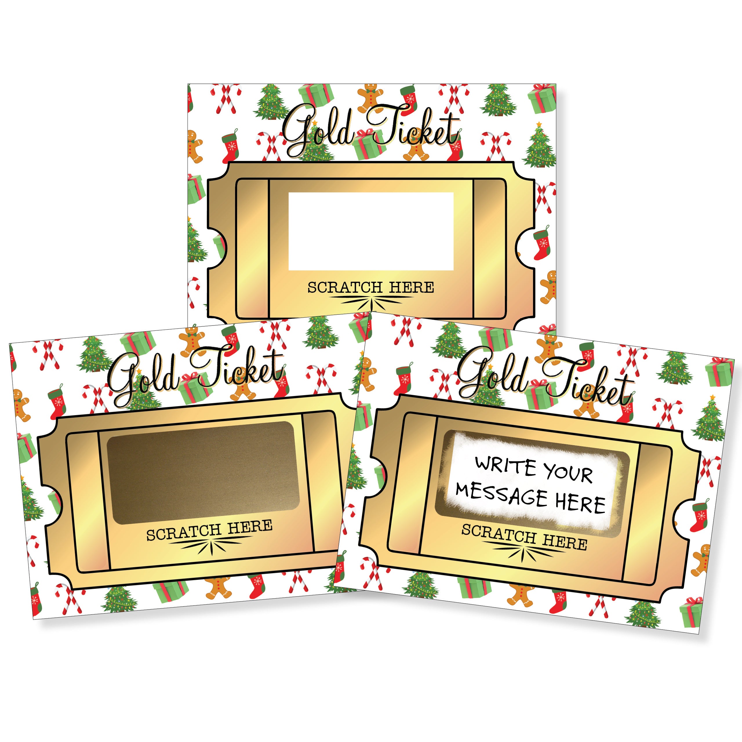 DIY Christmas Gold Ticket Classic Make Your Own Scratch Offs - 50 Cards and 50 Scratch Off Stickers
