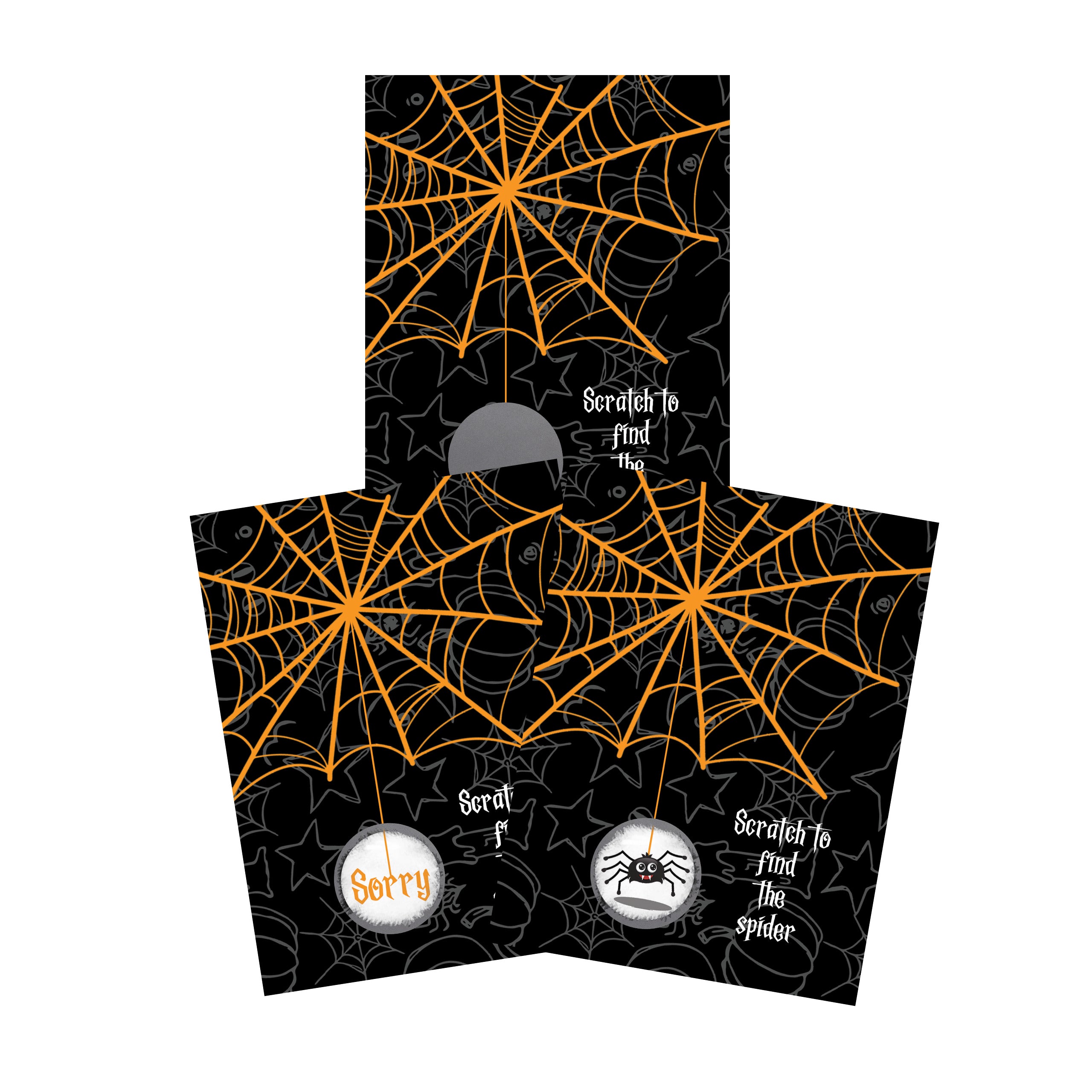 Halloween Find the Spider in the Web Scratch Off Game 50 Pack - 5 Winning and 45 Non-Winning Cards - My Scratch Offs