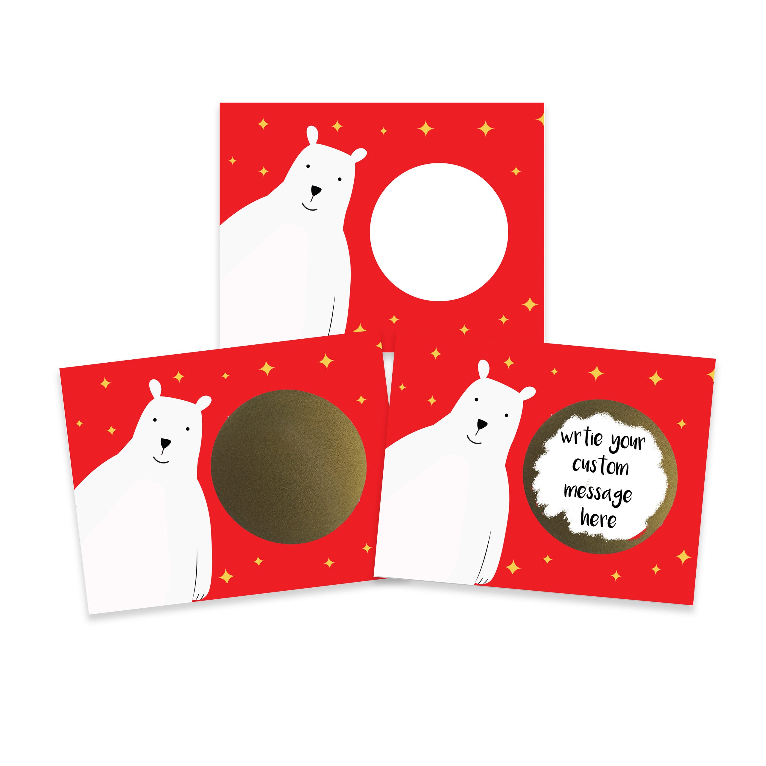 DIY Christmas Polar Bear Make Your Own Scratch Off Cards - 20 Cards and 20 Scratch Off Stickers