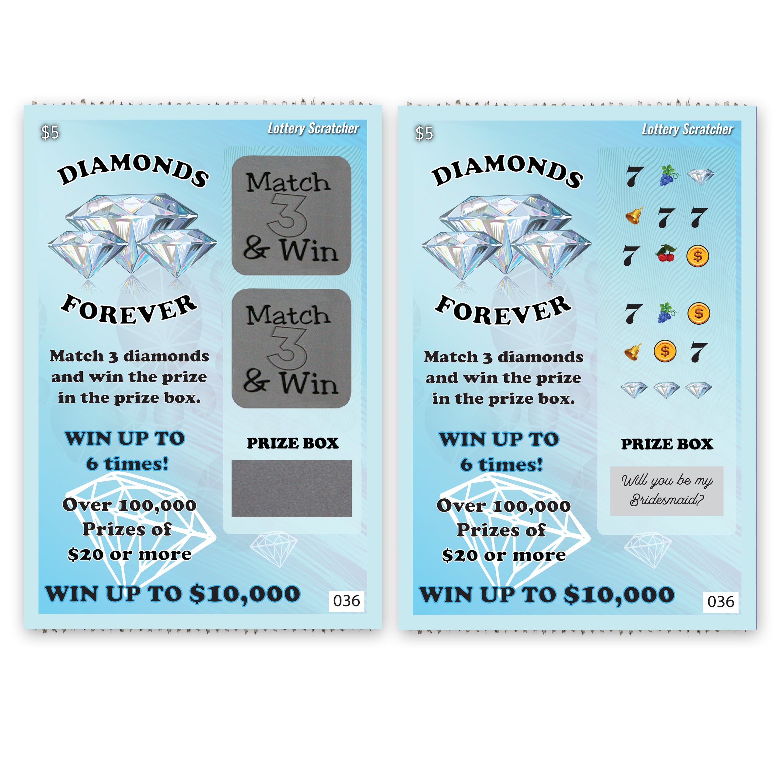 Will You Be My Bridesmaid? Lotto Replica Scratch Off Card 4" x 6" - Blue