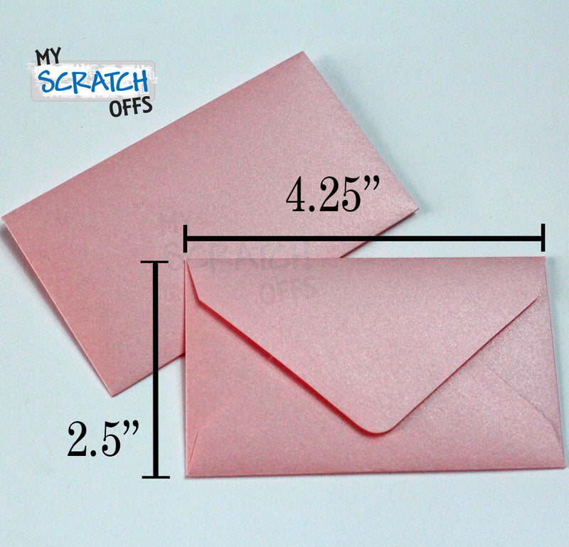 Sobres rosa metalizado- 2 1/2” x 4 1/4”