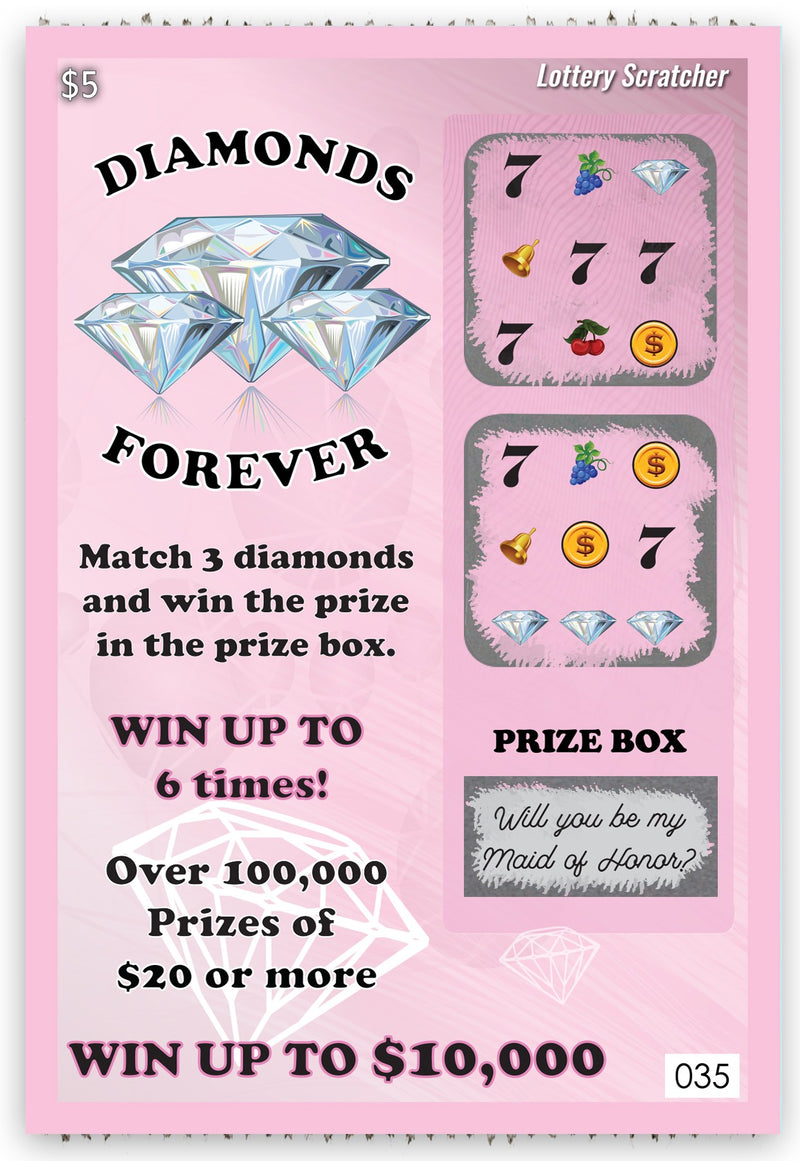 1 Réplica de boleto de lotería falso de dama de honor