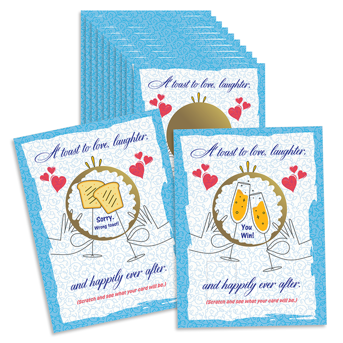 Brunch de mariage : jeu à gratter toast au champagne (bleu) – activité de soirée de mariage – lot de 26