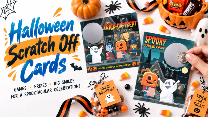 Halloween Scratch Off Cards: DIY Cards and Ready-to-Play Games for Parties, Classrooms and Events