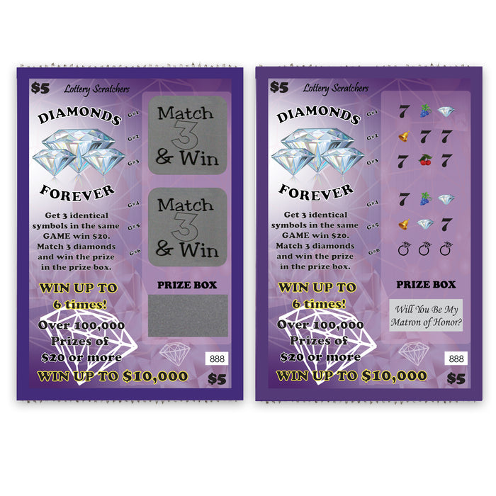 Serez-vous ma témoin de mariage? Carte à gratter de loterie en réplique 4" x 6" - Violet