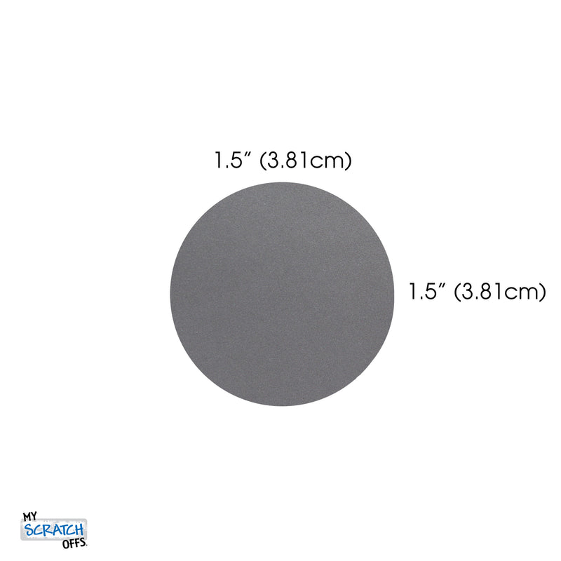 250/500 – Autocollants ronds argentés à gratter de 1,5