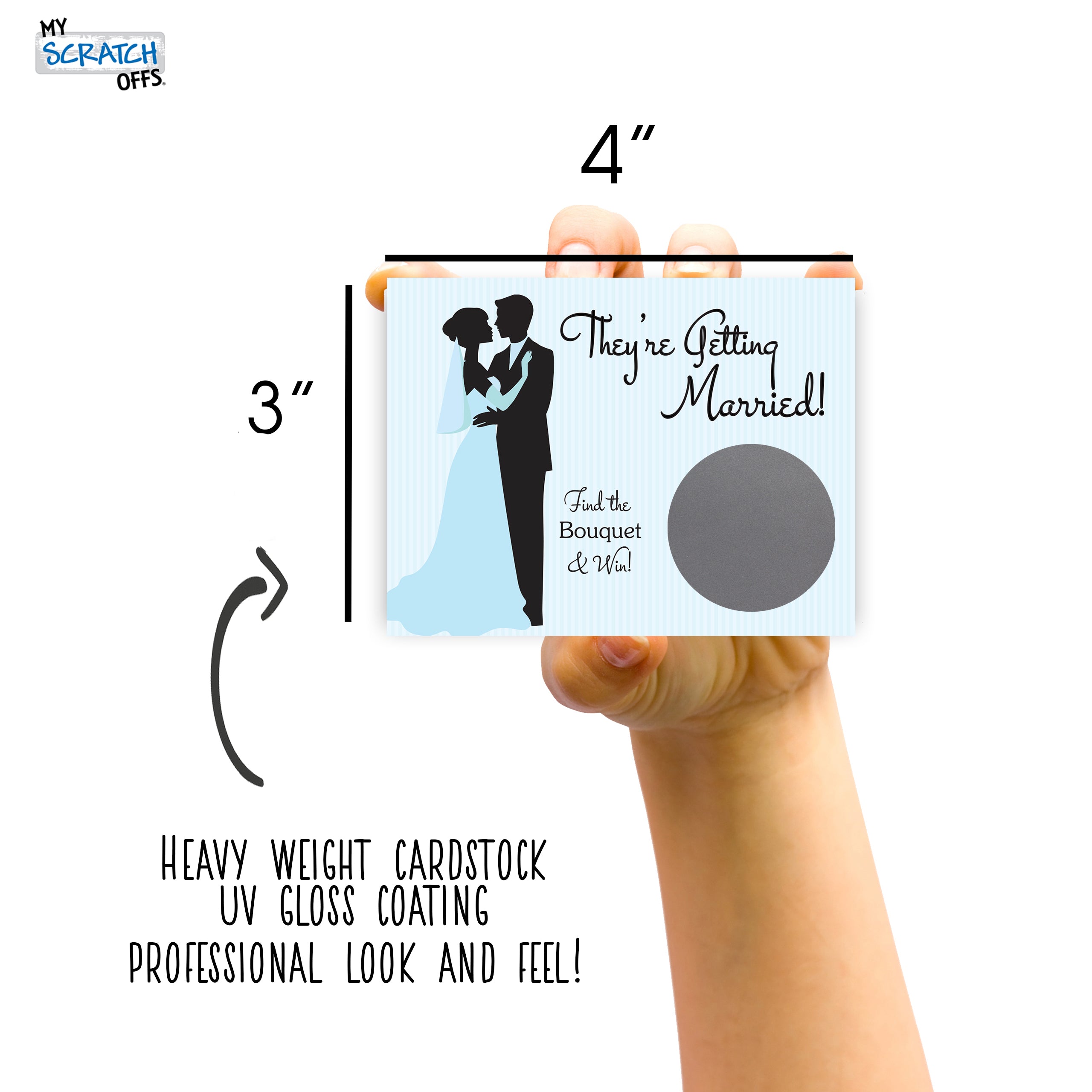 Bridal Shower Bride & Groom Scratch Off Game Cards Blue Pinstripe 26 ...