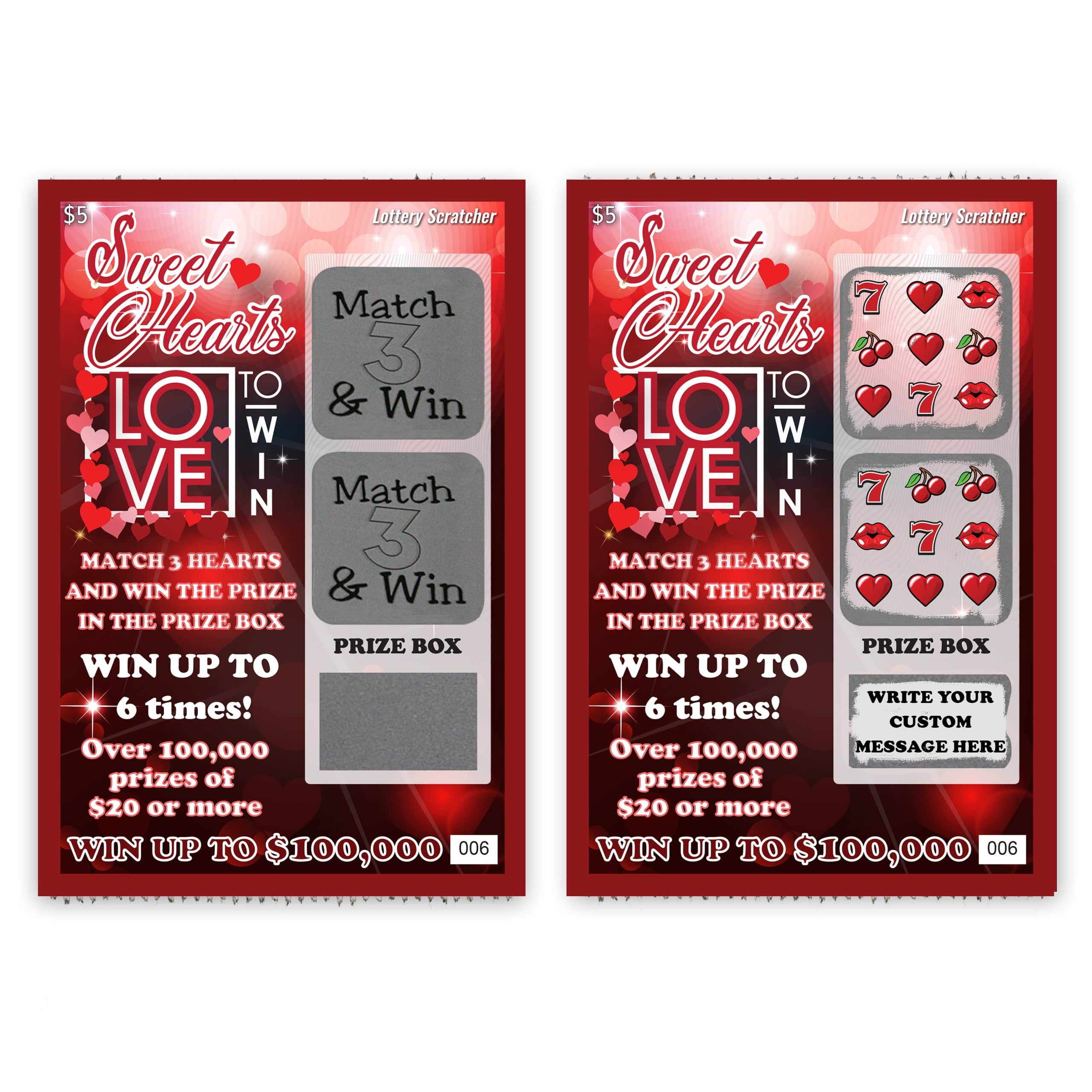 CUSTOM Valentine's Day Scratch Off Lotto Ticket Replica Sweethearts ...