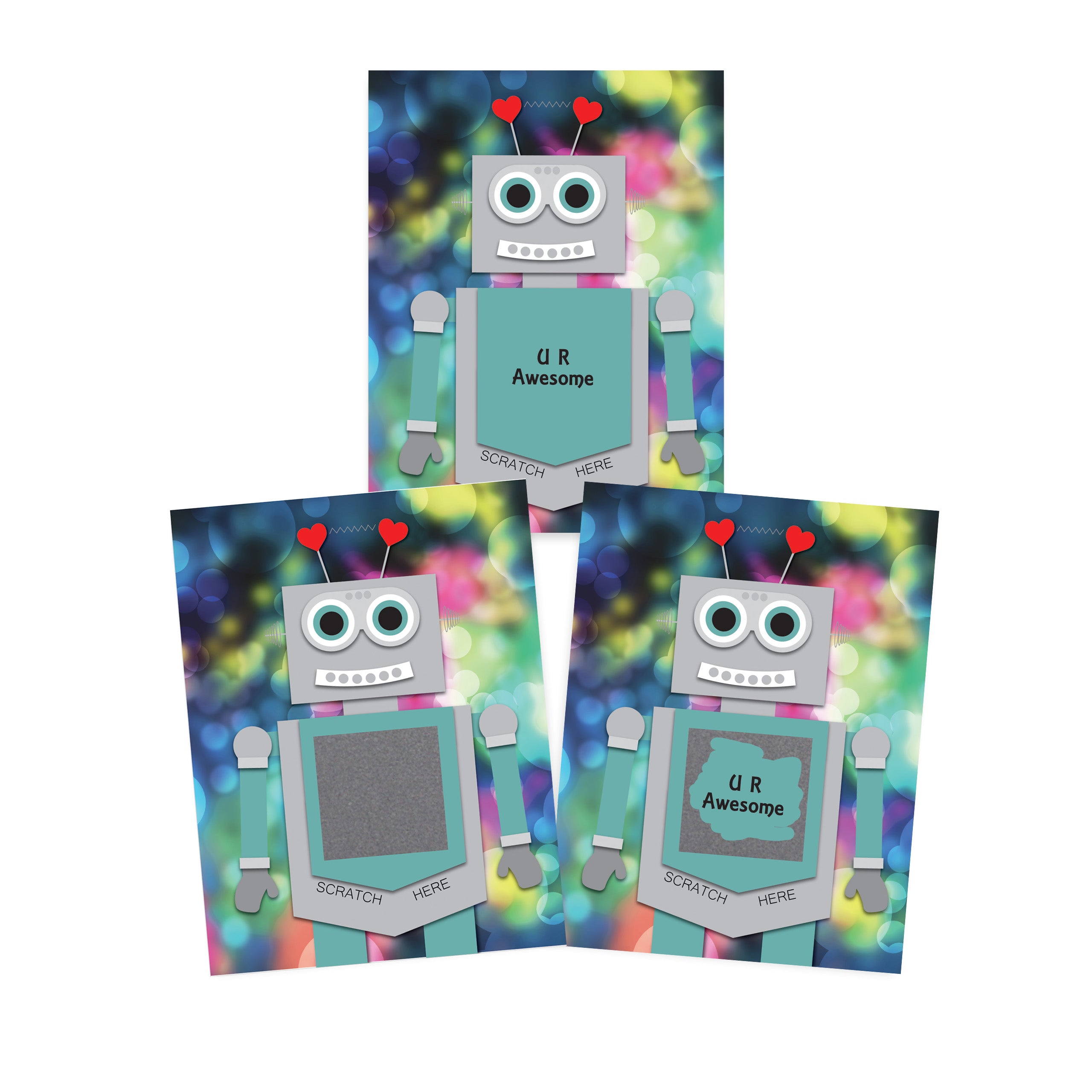 Valentine's Day Kit of 25 Cards - Robbie the Robot 3x4 - My Scratch Offs