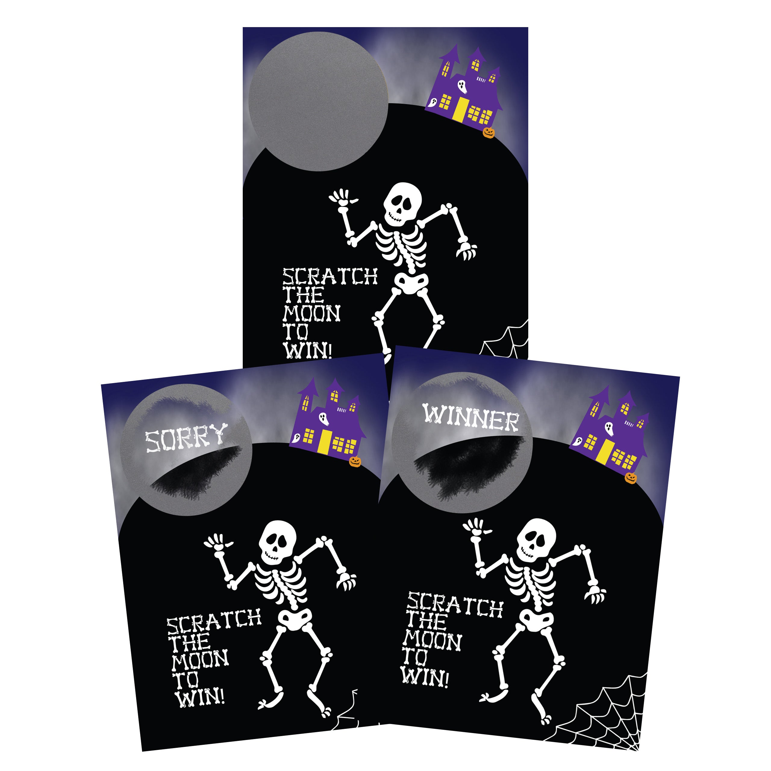 Halloween Spooky Skeleton Scratch Off Game 26 Pack - 2 Winning and 24 Non-Winning Cards - My Scratch Offs