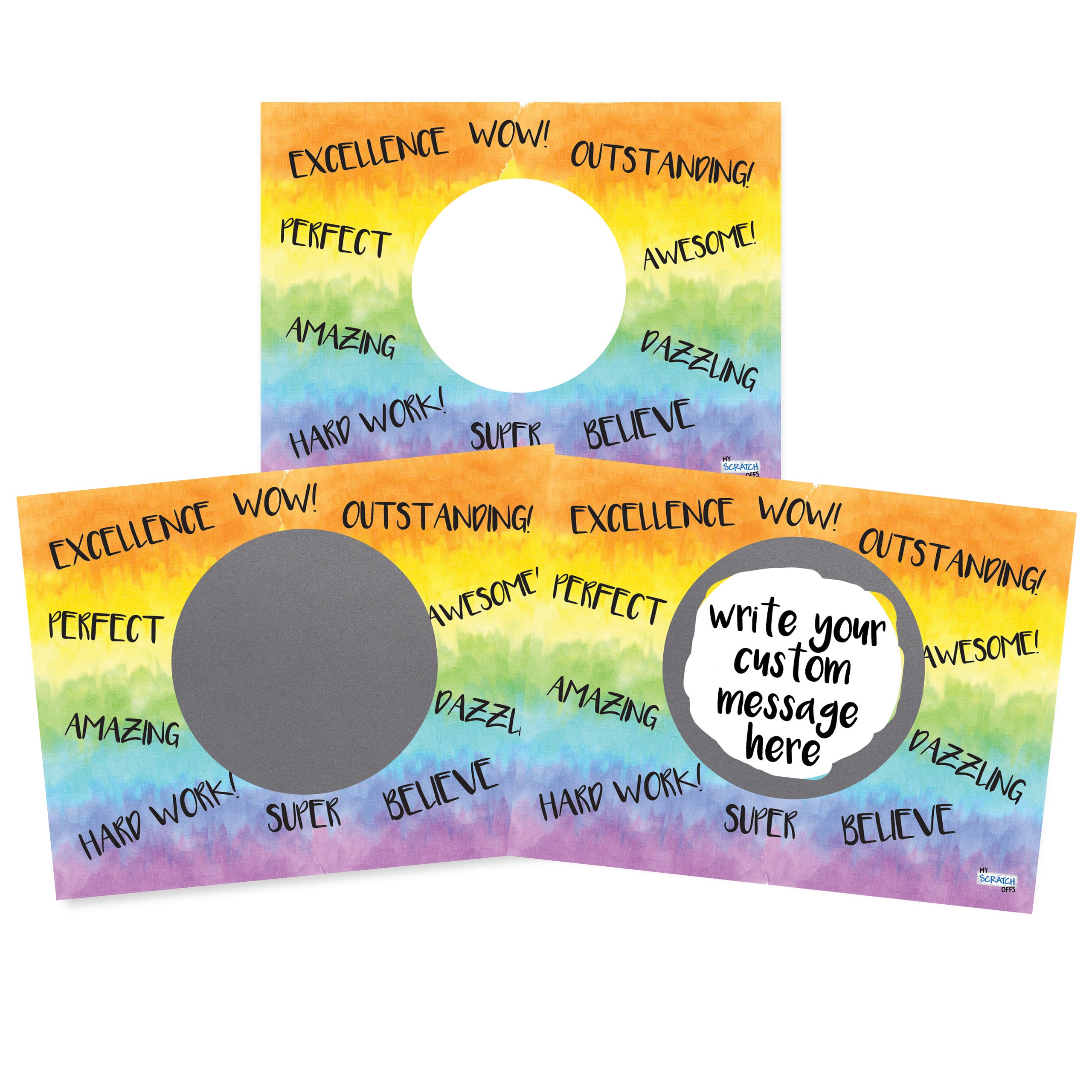 DIY Make Your Own Scratch Off Note Card Watercolor Rainbow 20 Pack - My Scratch Offs