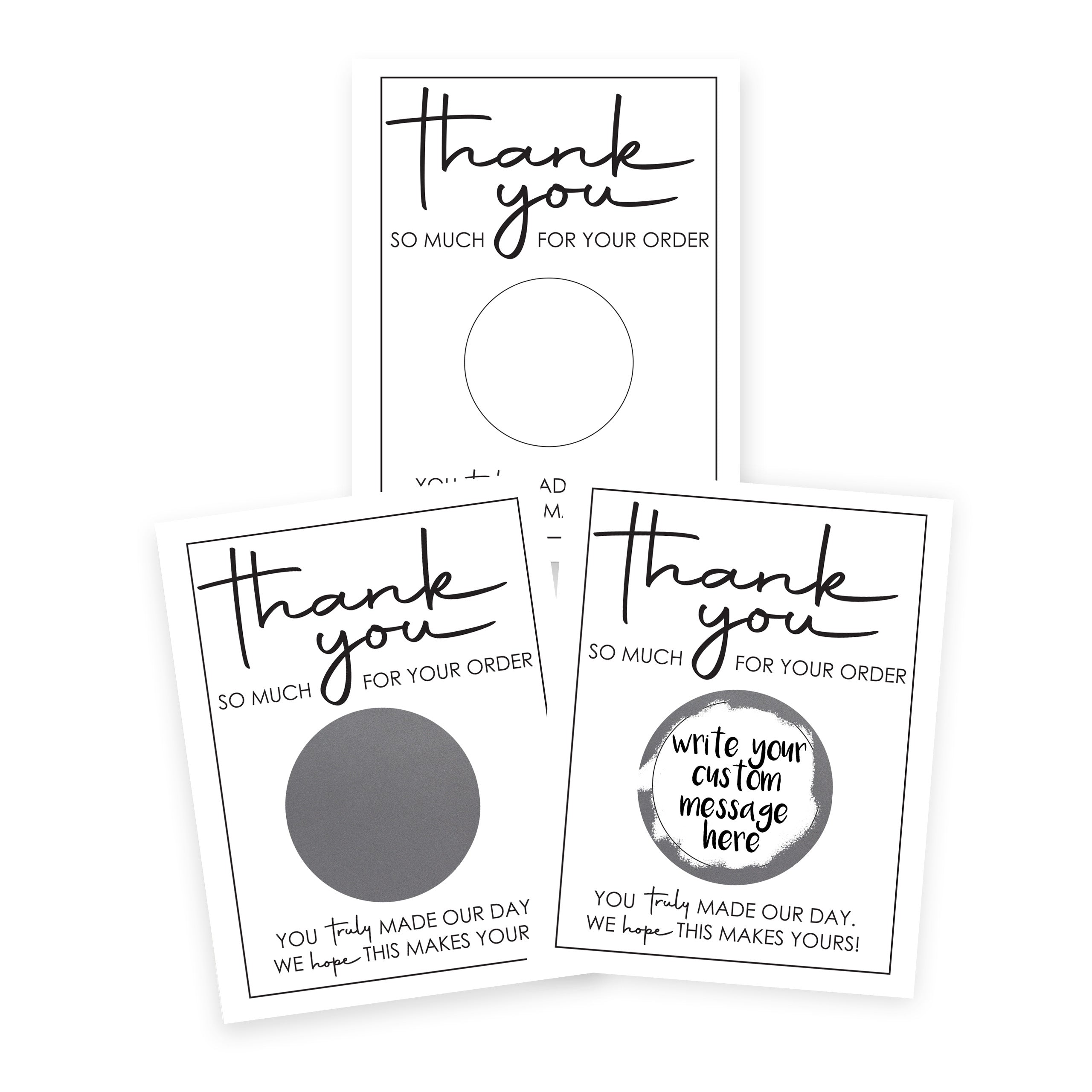 DIY Make Your Own Scratch Off Note Card Black and White Thank You Business 20 Pack - My Scratch Offs