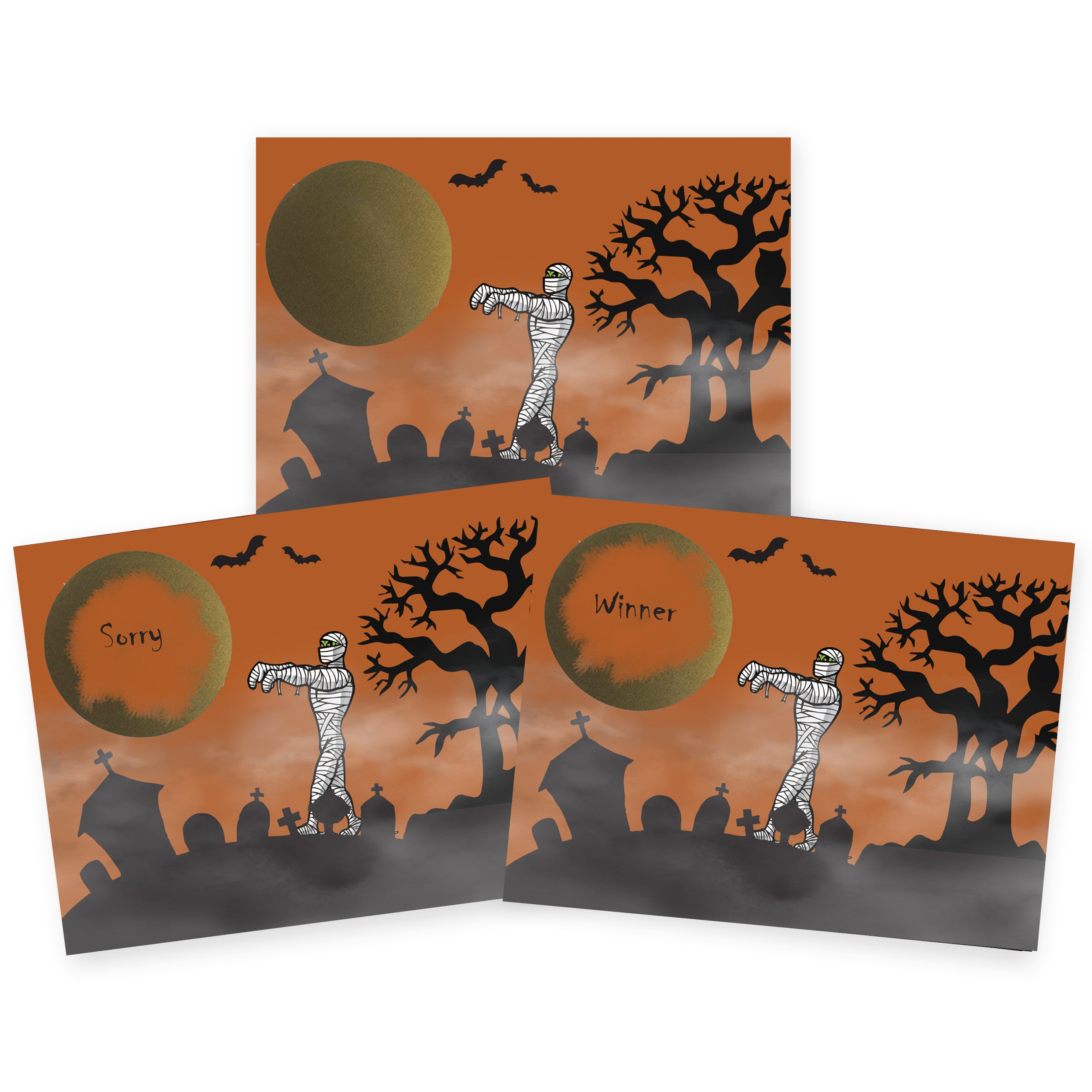 Halloween Mummy Scratch Off Game 26 Pack - 2 Winning and 24 Non-Winning Cards