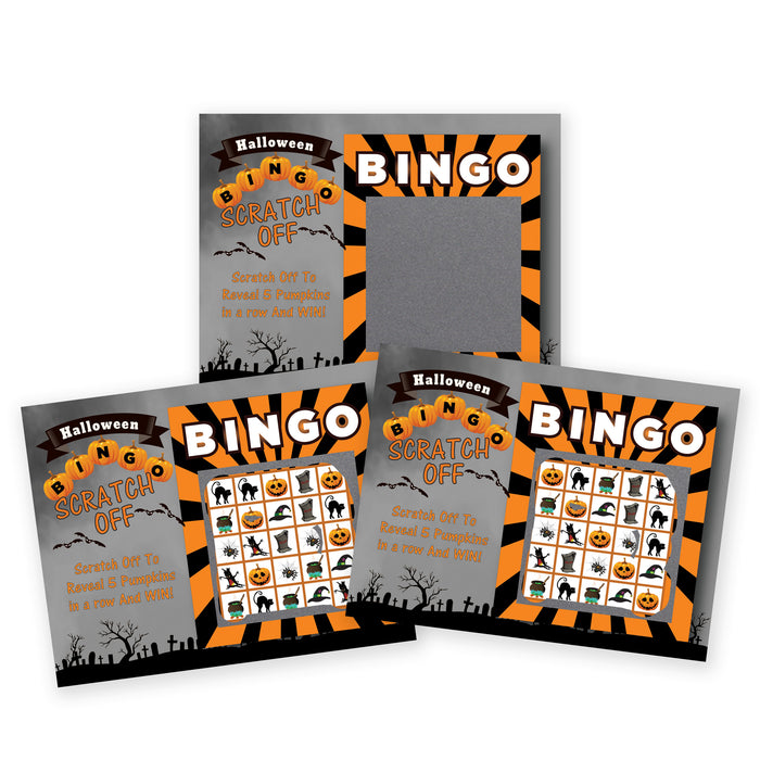 Halloween: tarjetas para juego de bingo de rasca y gana, 26 pzas. - My Scratch Offs