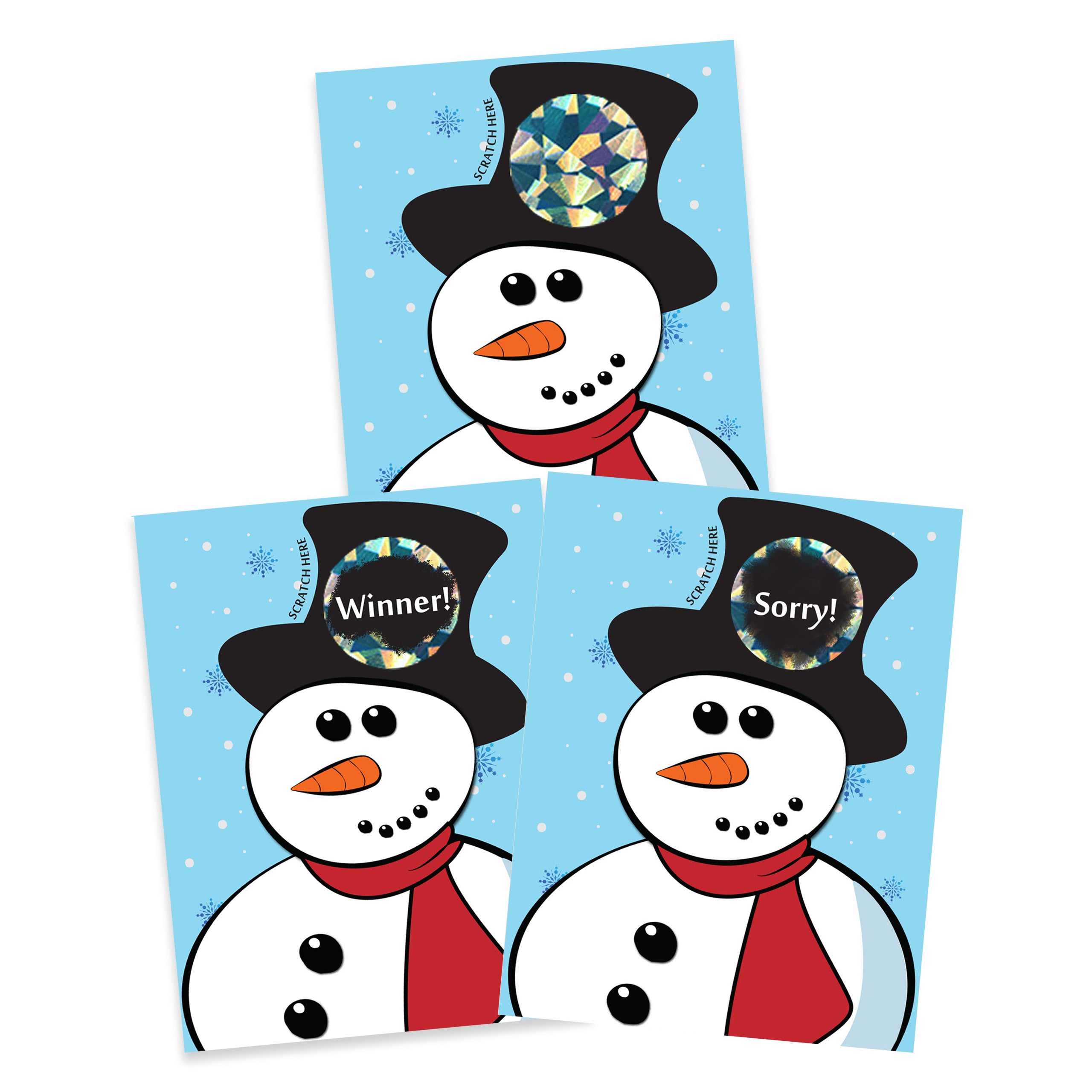 Snowman Scratch Off Game Card 26 Pack - 2 Winning and 24 Non-Winning Cards