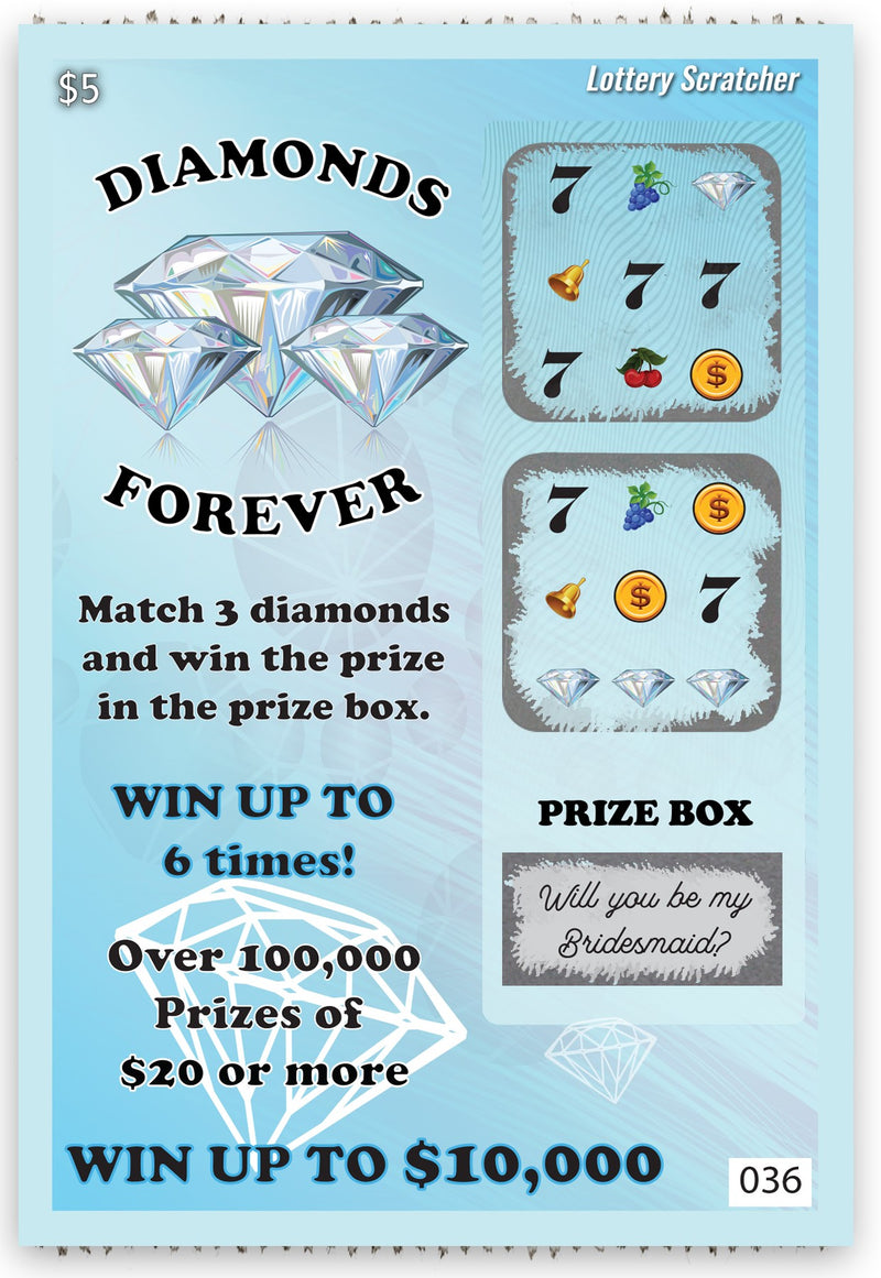 1 ou 5 Réplique de faux billet de loterie pour demoiselles d'honneur