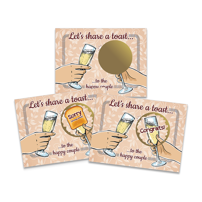 Jeu à gratter Toast au champagne pour EVJF (beige) – Animation de mariage – lot de 26