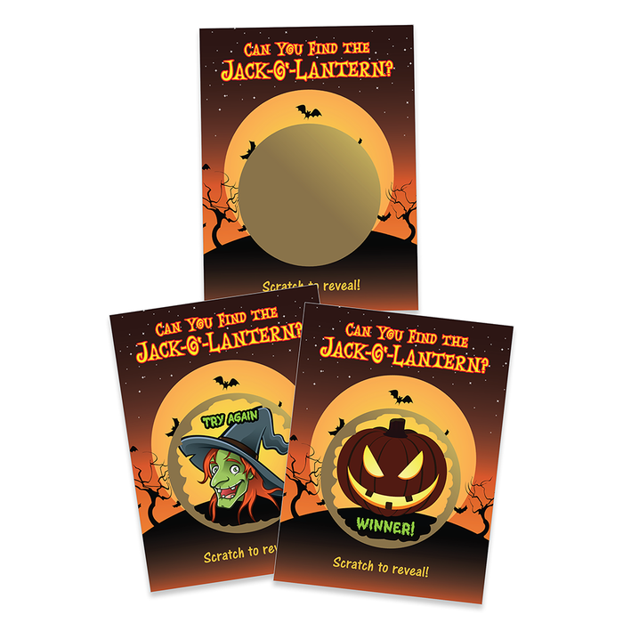 Halloween Juego de rascar de Halloween Bruja o calabaza Jack-O'-Lantern 26 uds - My Scratch Offs