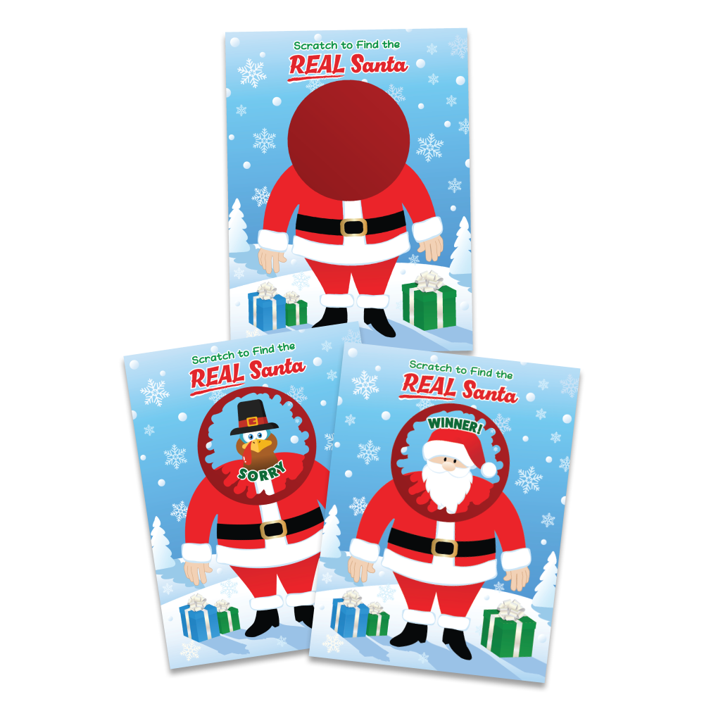 Find the Real Santa Scratch Off Game Cards 50 Pack - 5 Winning and 45 Non-Winning Cards