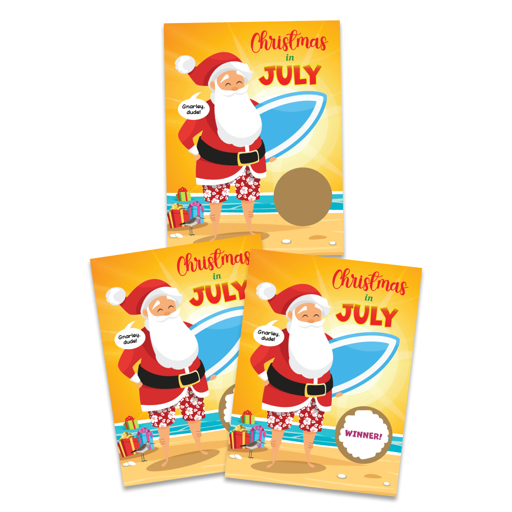 Christmas in 4th of July "Beach Santa" Scratch Off Game 50 Pack - 5 Winning and 45 Non-Winning Cards