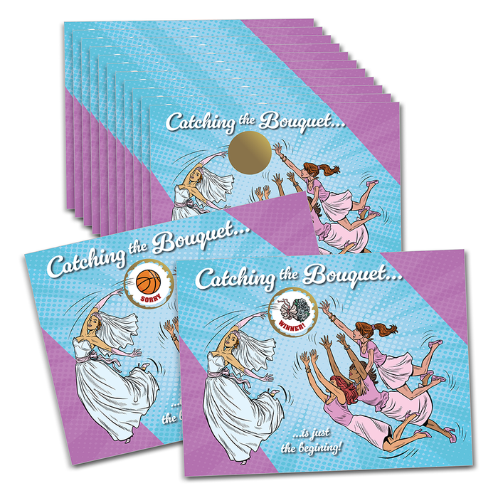 Bridal Shower — Jeu à gratter « lancer du bouquet » – Animation de mariage – lot de 26