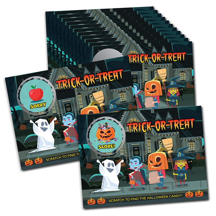 Halloween Trick-or-Treat Scratch Off Game – Spooky Party Activity – 26 Pack