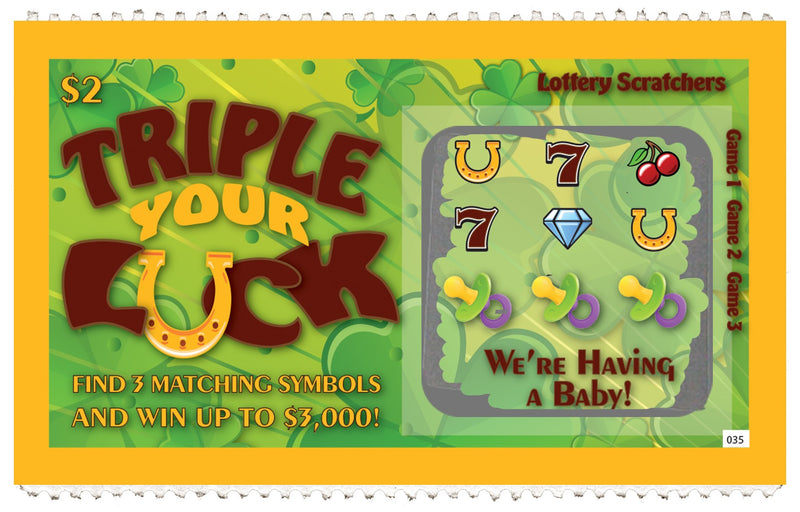 5 boletos de lotería falsos para anunciar un embarazo