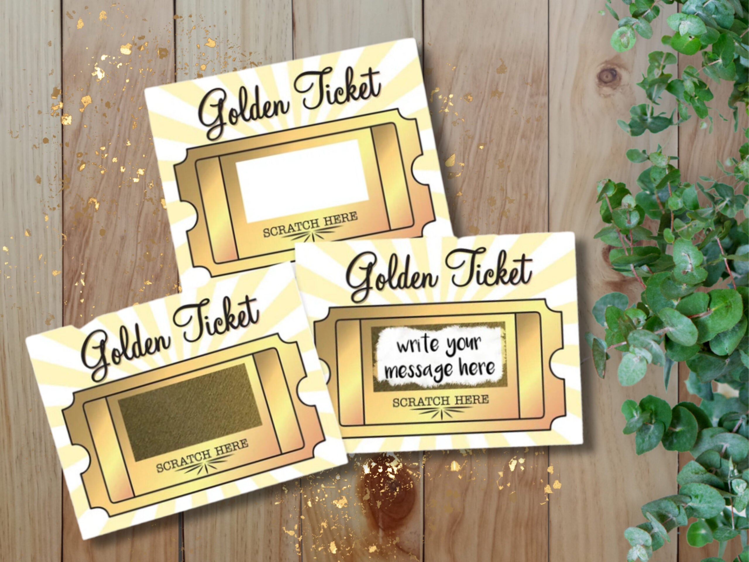 Gold Ticket Rectangle Scratch Off Card DIY Make Your Own 20 Pk | My ...