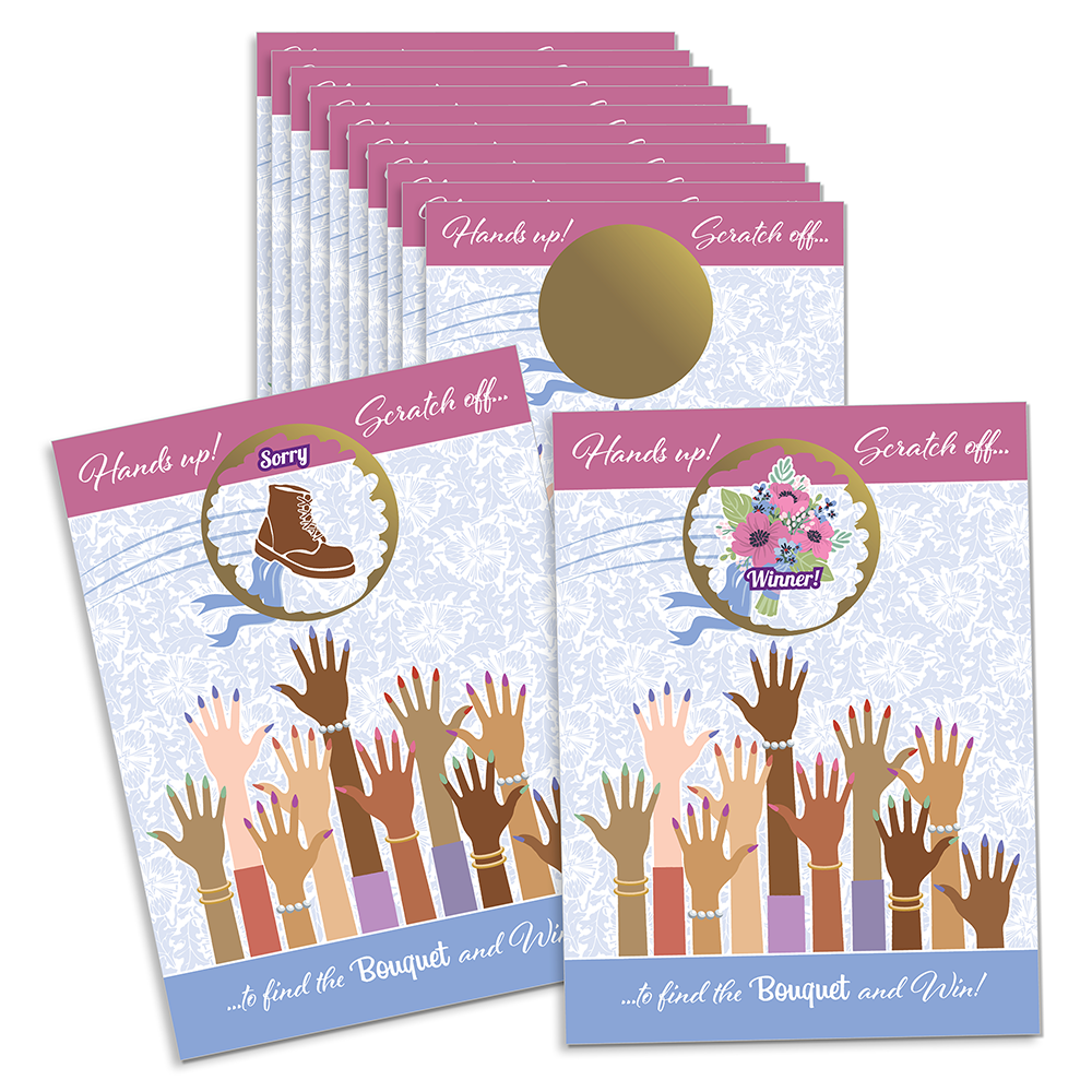 Bridal Shower Wedding Bride Bouquet Toss Scratch Off Game – Party Acti